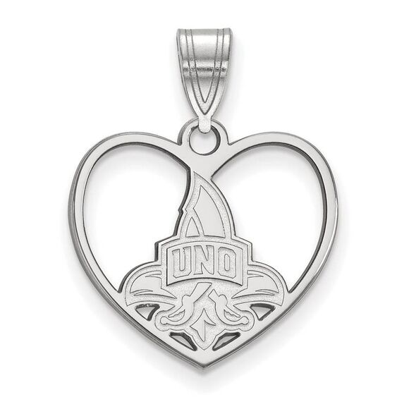 Sterling Silver U. of New Orleans Heart Pendant